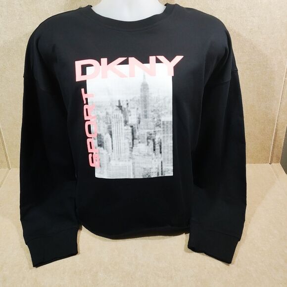 DKNY Sport Womens Long Sleeve Black Sweatshirt #C - Picture 1 of 5